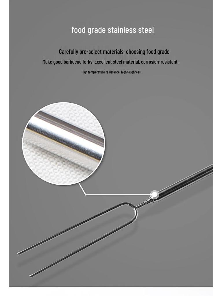 Stainless Steel 304 Lamb Skewers with Retractable Wooden Handle - Modern, Minimalist, and Ideal for Spicy Barbecue.