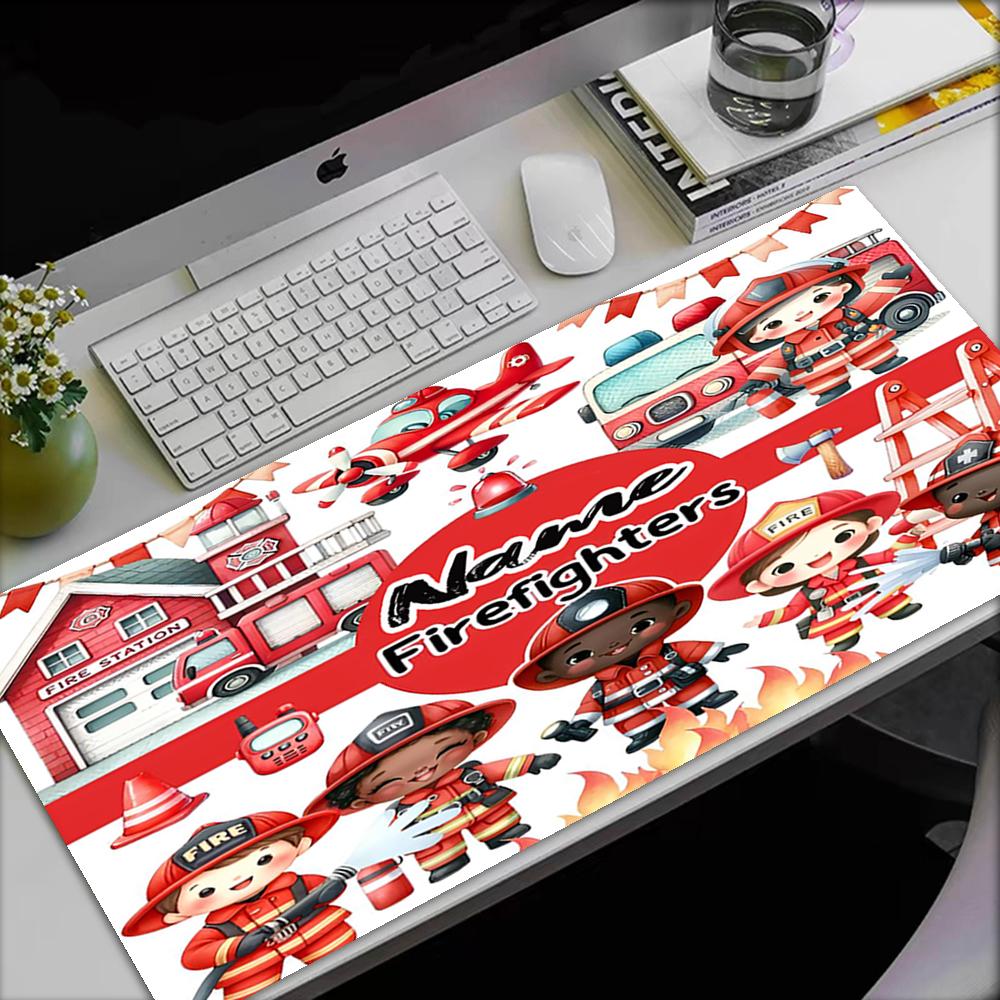 Custom Name fire truck Theme Mouse Pad, Non Slip Rubber Base, Multifunctional Office & Home Decor, Perfect for Workspace Personalization.