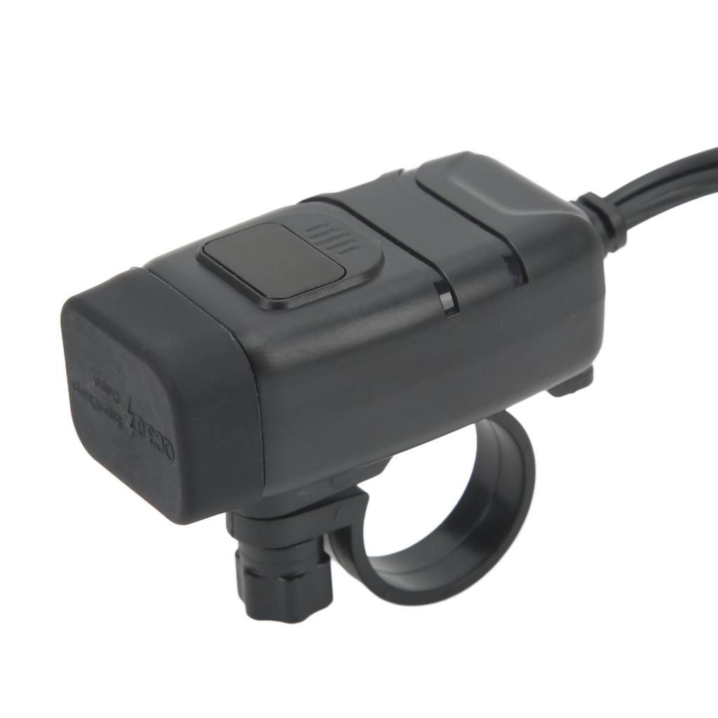 Motorrad USB Ladegerät Dual Quadratisch Handy Schnellladeadapter mit Voltmeter Wasserdicht 12V