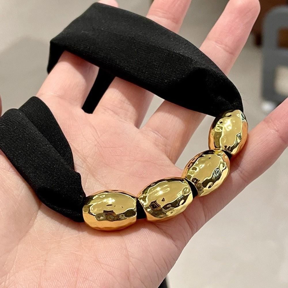 Elegant Beaded Silk Scarf Necklace Personality Ribbon Choker Lace-up Collarbone Chain Party