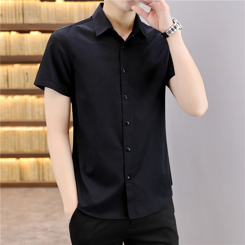 

Fashion Shirt Men s Summer Short-sleeved Plaid Casual Slim Trend Non-iron Anti-wrinkle Shirt Blouse Men 3XL