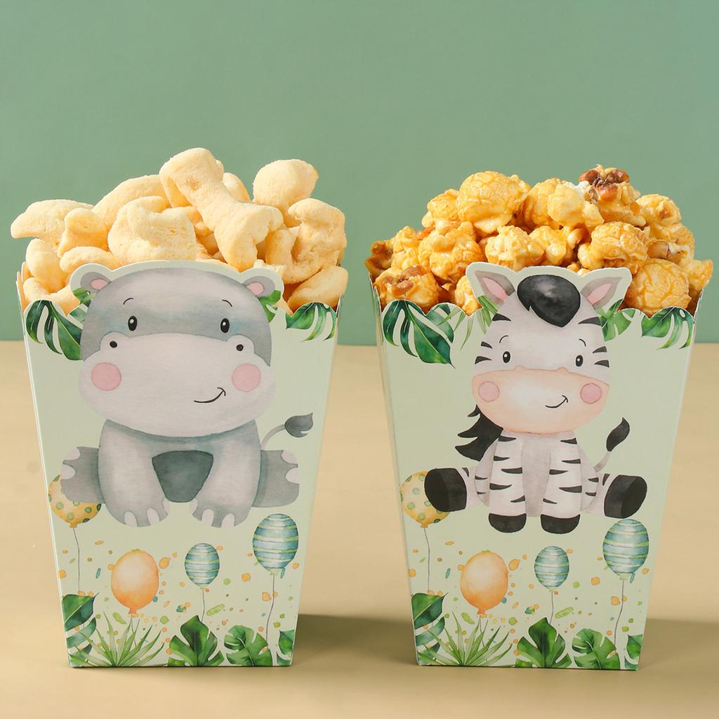 Jungle Safari Party Popcorn Boxes Candy Box Jungle Animal Party Decor Baby Shower Kids Boys Birthday Party Decorations
