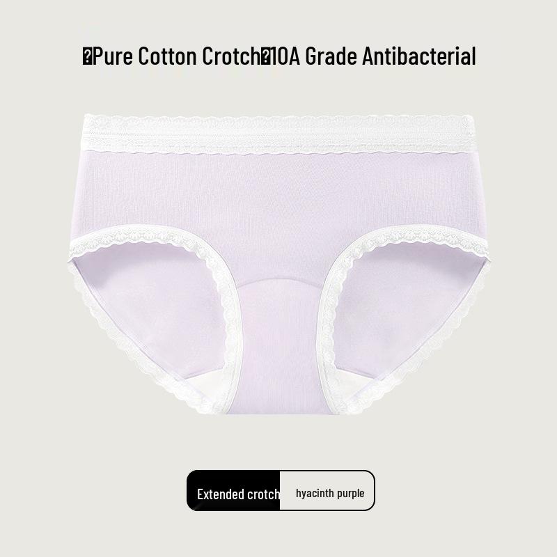 

Pure Cotton Antibacterial Lace Trim Mid-Rise Teen Girls Triangle Panties with Extended Crotch XXL [145-179 lbs]