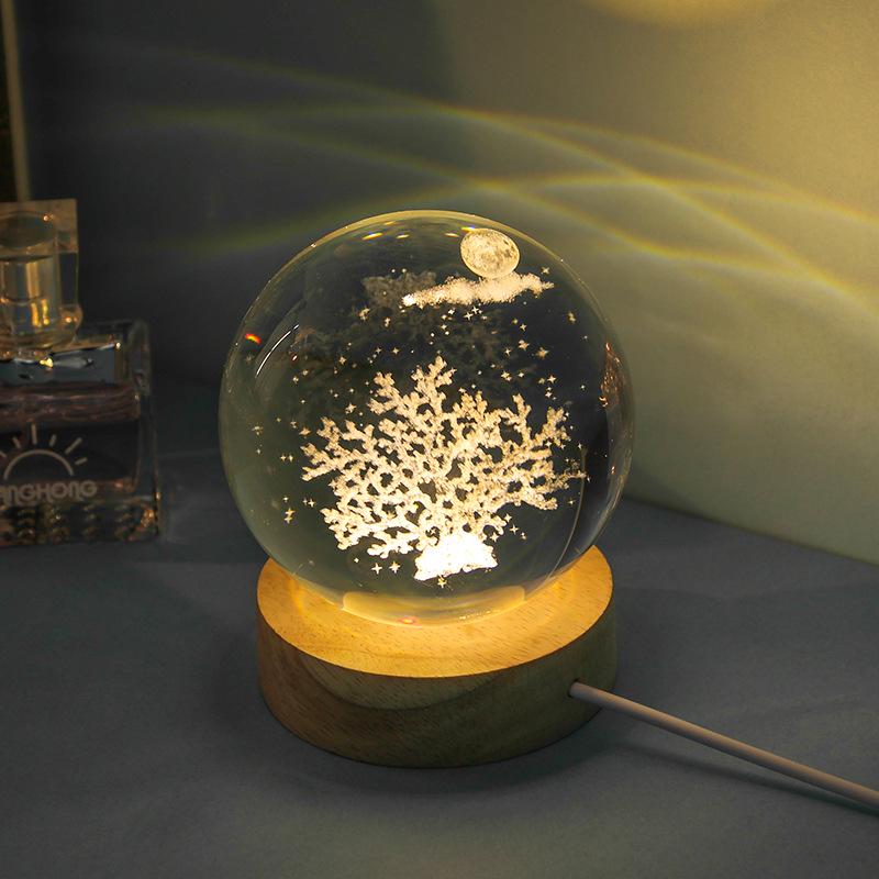 

Кристальный шар с 3D гравировкой дельфина, USB ночник - Настольное стеклянное украшение для девочек 6cm Single Ball
