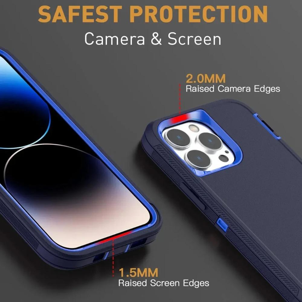 3 IN 1 Heavy Duty Armor Shockproof Dust-Proof Case For iPhone 15 14 13 12 11 16Pro MAX MINI XSMAX XR X XS SE 6 7 8 PLUS Cover