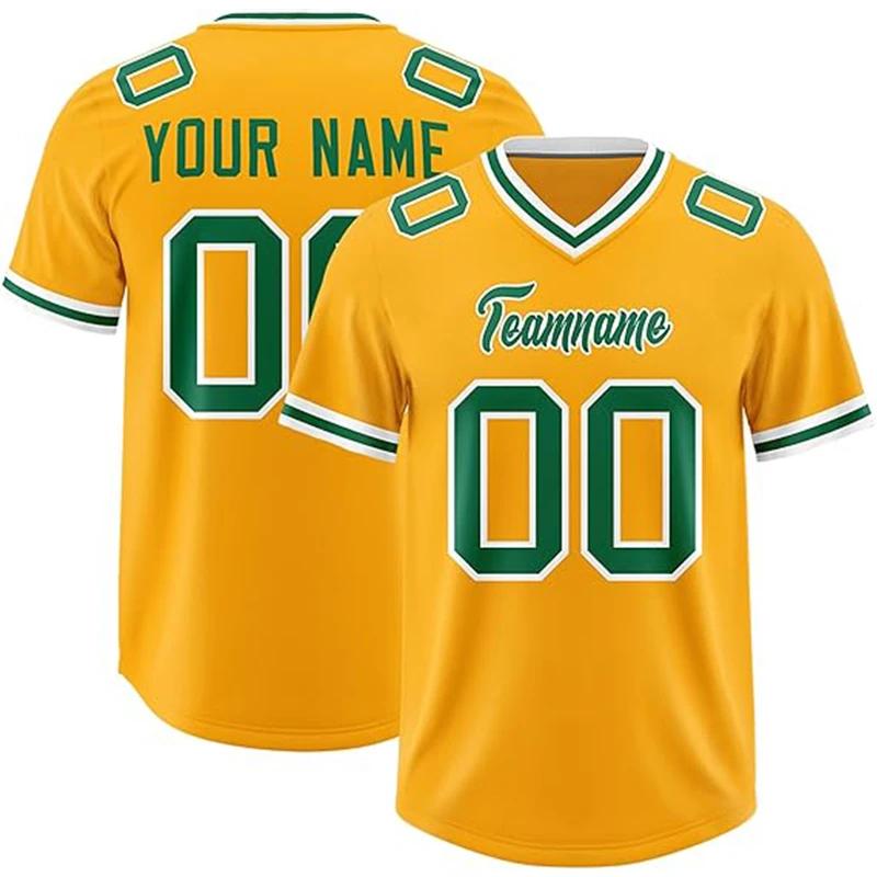 Customized Team Name Number Name Football T-shirt Personalized DIY V Neck White Sports Loose Quick Team Uniform Tops