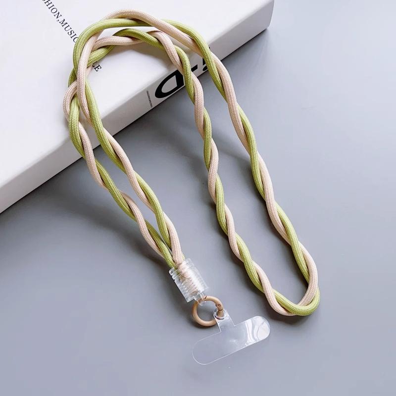 110cm Phone Lanyard Dual Color Twisted Mobile Phone Neck Strap with Clear Tether Tab