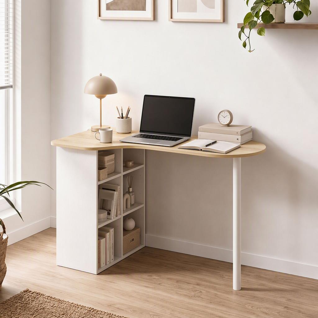 Irregular Computer Desk, Wooden, 100 x 59 cm, Oak