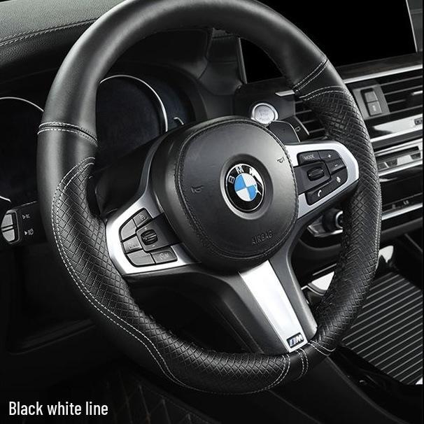 

Genuine Leather Non-slip Steering Wheel Cover - Universal, Breathable, Wear-resistant, Comfortable, Dirt-resistant, for All Seasons. 38 cm