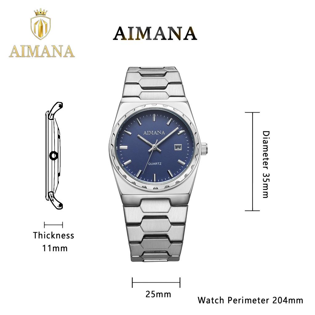 Classic Men Quartz Watch Calendar Display Stainless Steel Band Waterproof Luminous Business Male Wrist Watch