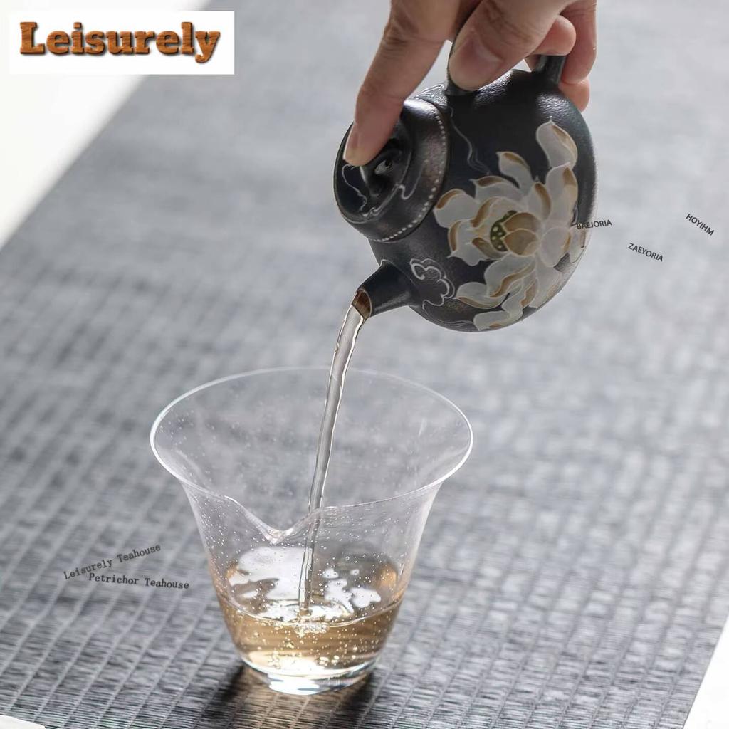 11ml Auspicious Clouds Ink Lotus Teapot Antique Tea Infuser Pot Tea Making Kettle With Ball Hole Tableware Accessories Ornaments