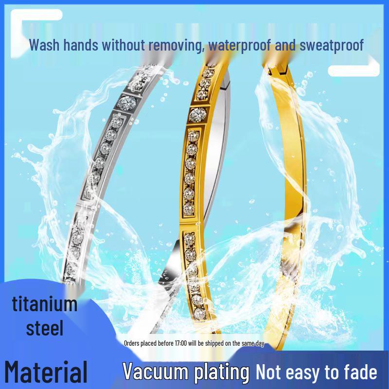 Elegant Gold-Plated Titanium Steel Bracelet for Women - Non-Fading, Exquisite European & American Design.