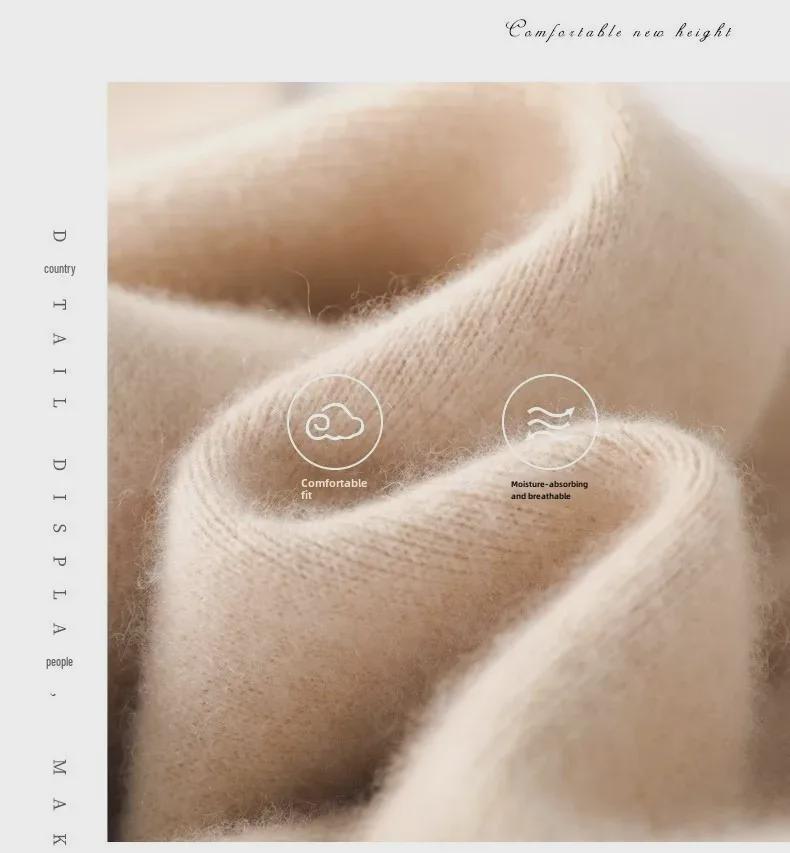 Podzimní a zimní dámské pletené kalhoty se širokými nohavicemi z imitace vlny s kapsami - Malá velikost