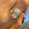 Burnt White Texture Mask Color Handmade Opening Ring Versatile Personality Mask Ring Matte Niche High-end Jewelry