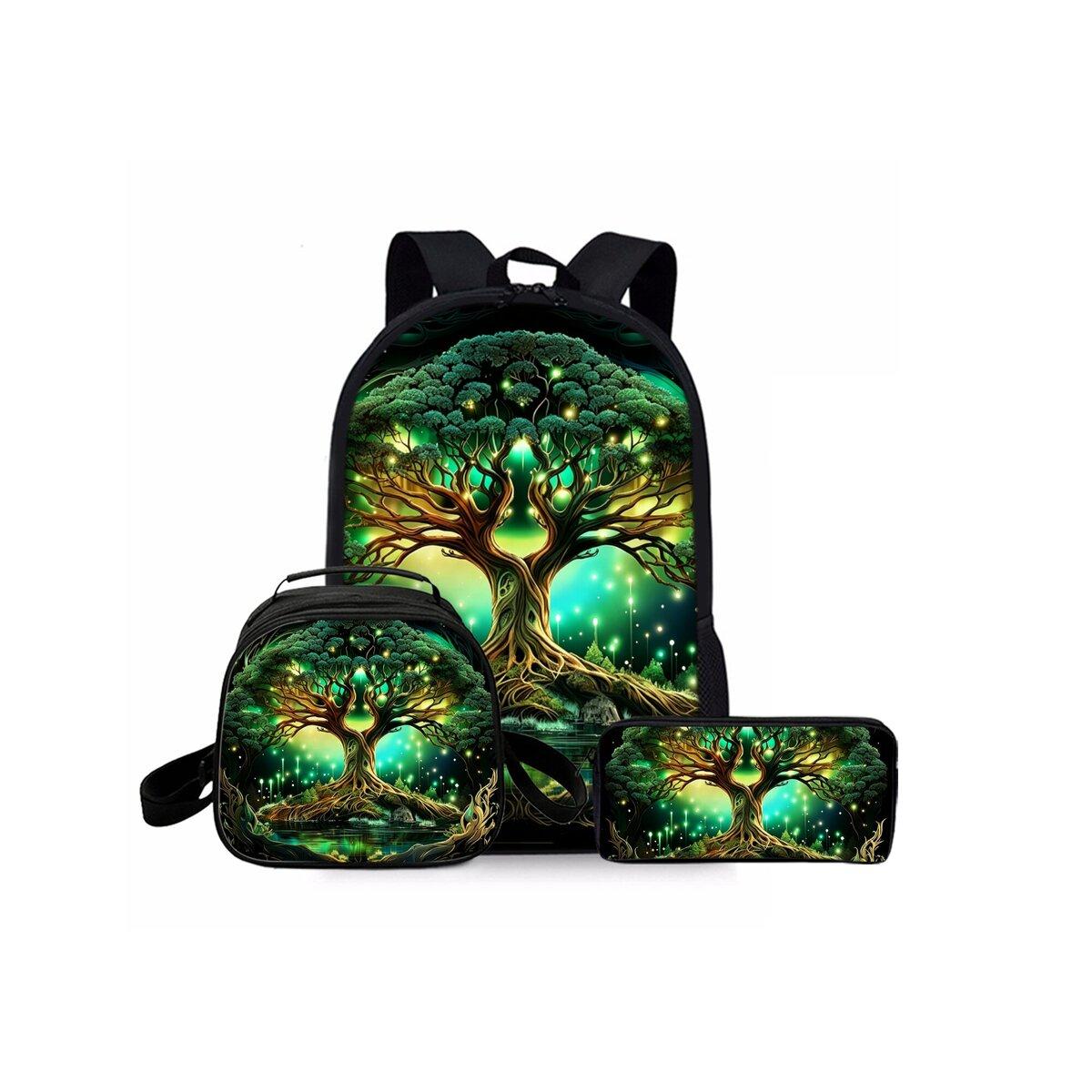Levensboom Drie Delige Set Rugzakken voor Jongens/Meisjes Beste Cadeaus 2D Cartoon Waterdichte Modieuze Schooltas voor Kinderen