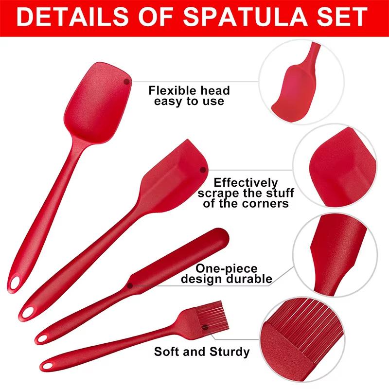 Non-Stick Silicone Cream Spatula Set Pastry Scraper Spoon Butter Spreader Jar Blender Heat-Resistant Spatulas For Kitchen Baking