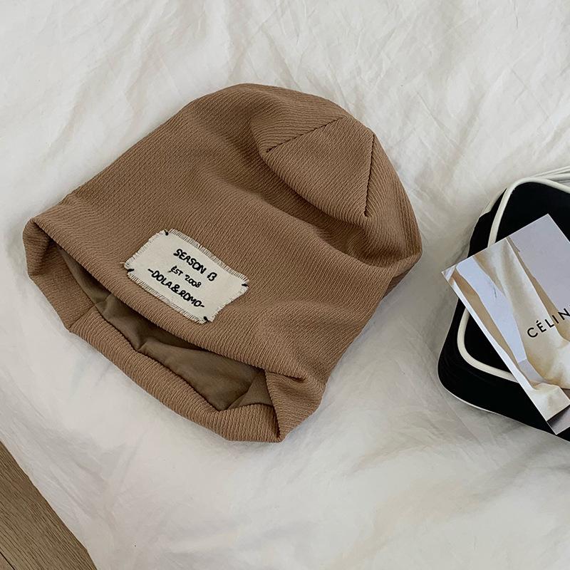 

Вязаная нить осенне-зимняя шапка женская шерстяная шапка большой обхват головы пуловер холодная шапка тонкая модная шапка для укладки M（56-58cm）