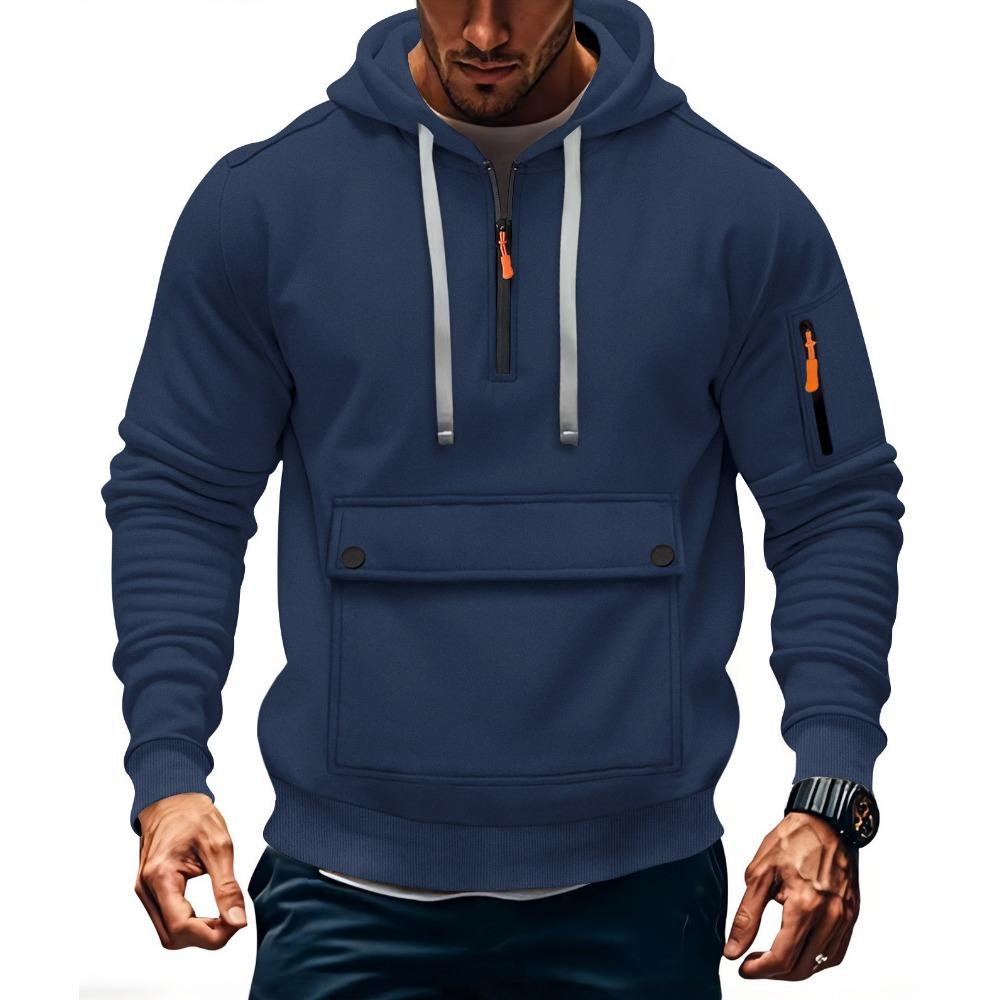 Trendy Innovative Sweatshirt Autumn and Winter Men's Fleece Loose Large Pocket Large Zipper Hoodie