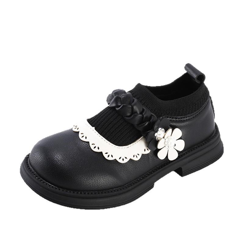 Girls Princess Leather Shoes Spring Autumn Floral Ballet Flats Soft Sole Fashionable Toddler Shoes