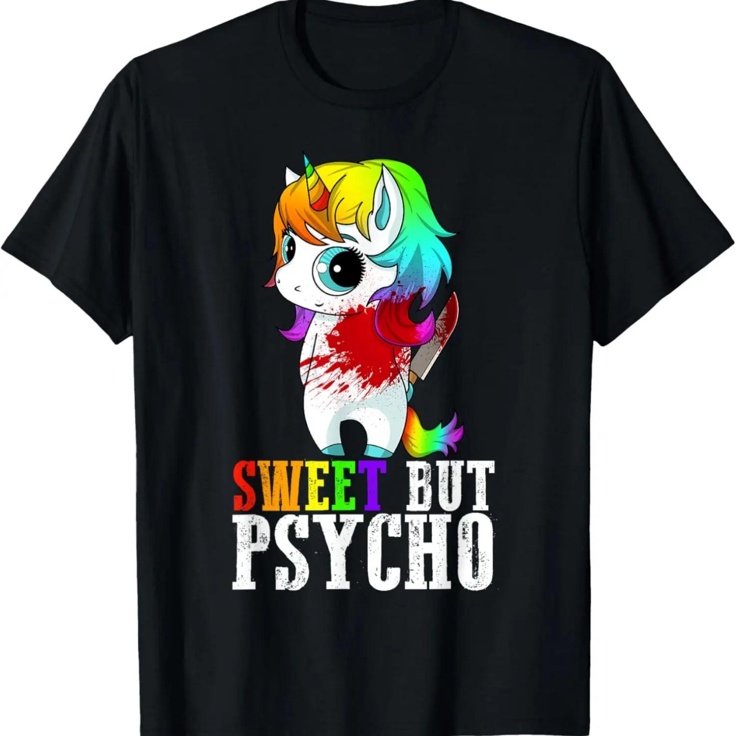 Sweet But Psycho Cute Humor Wife Mom Gift Horror Goth Punk T-Shirt,Comfortable pure cotton S