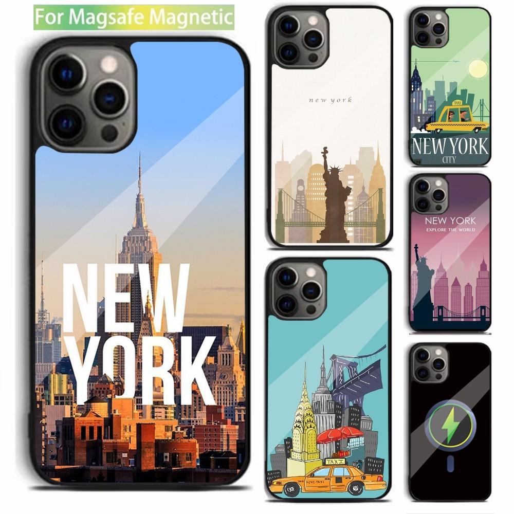 New York USA Tourist Attractions Phone Case For iPhone 15,14,13,12,11,Plus,Pro,Max Mini Magsafe Magnetic Wireless Charging