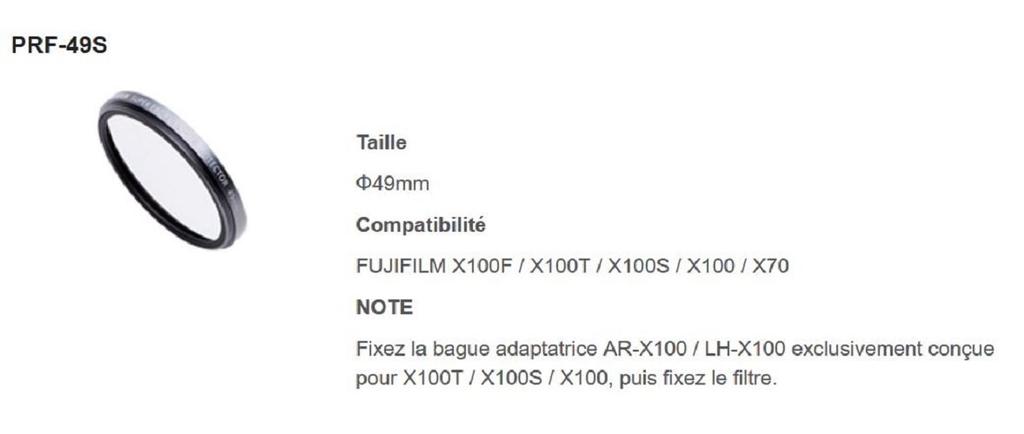 Fujifilm Filtro protector F para cámara digital serie X100 PRF-49S