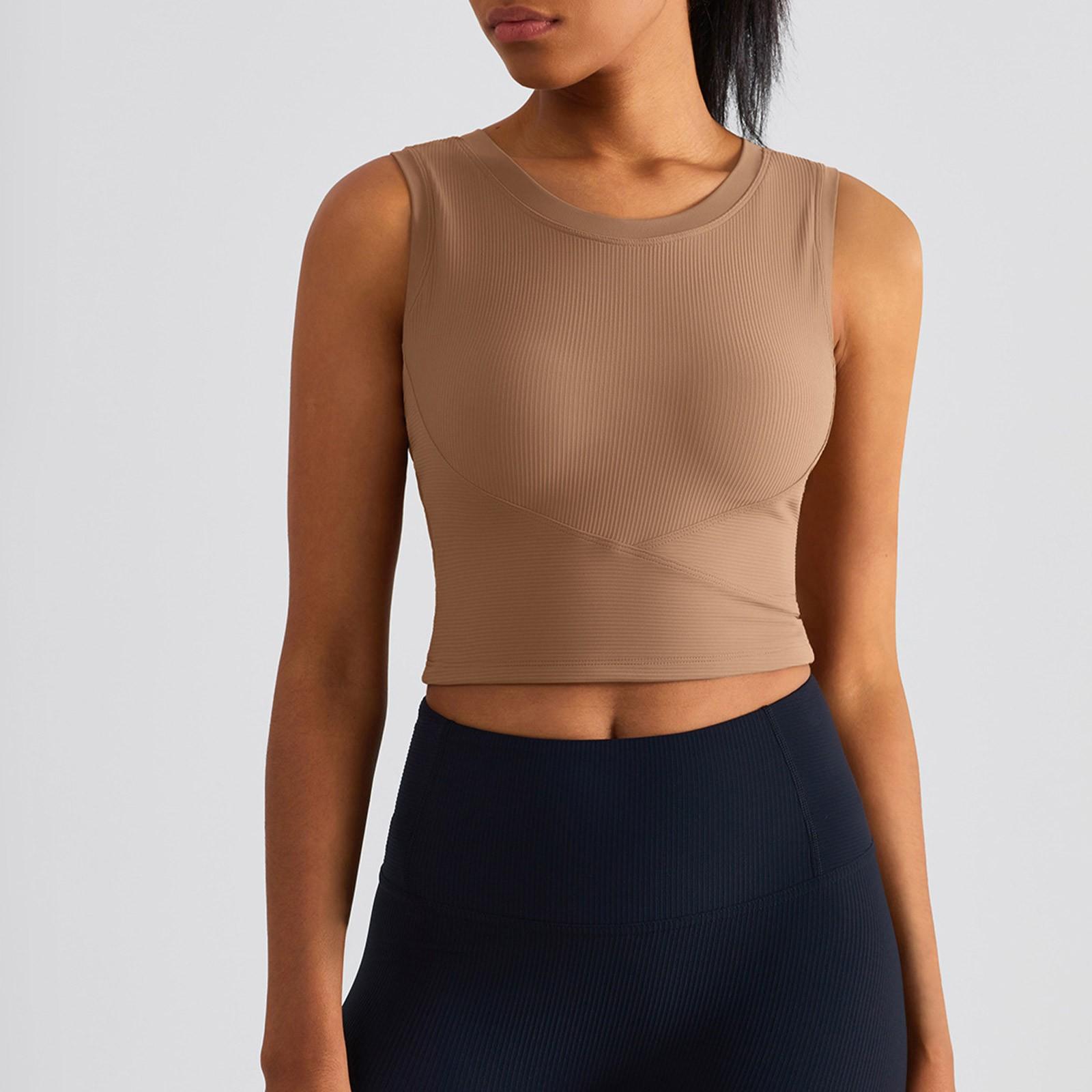 

Спортивный жилет с фиксированной чашкой, цельный обтягивающий бюстгальтер для похудения, I-образный, красивое нижнее белье для йоги для женщин S кофейный