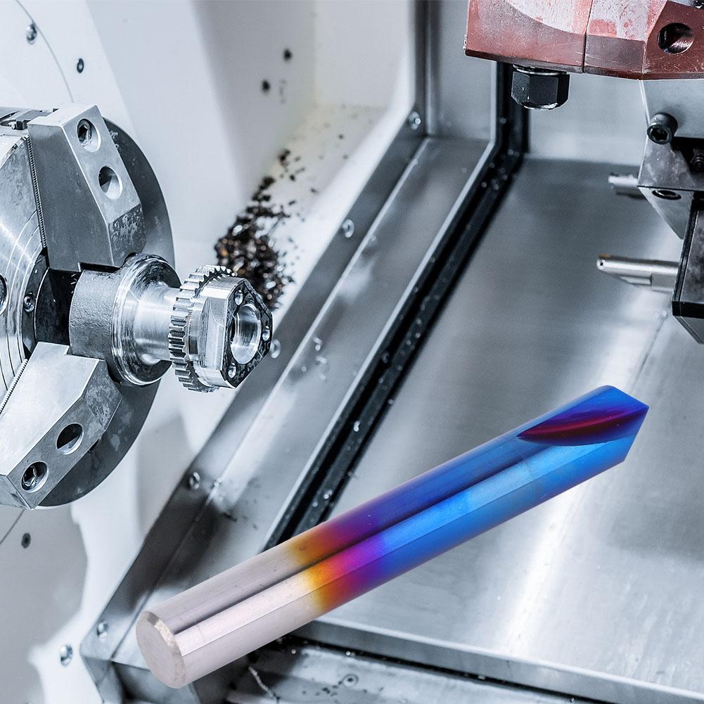 90 Grad Fase Schaftfräser 2 Flöte Blaue Beschichtung Wolframstahl Hartmetall Router Bit10x75L