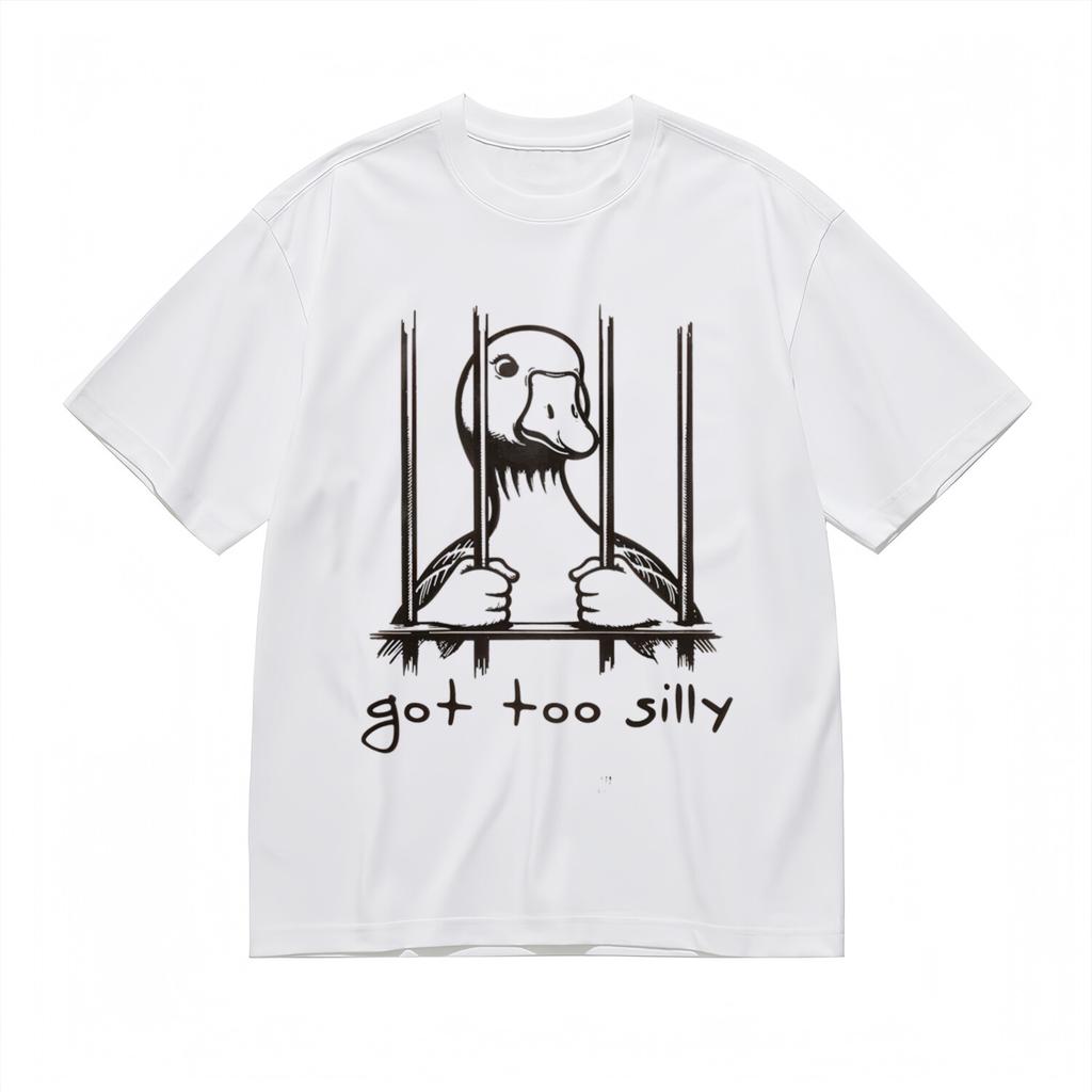 Men's T-Shirt Mens Womens Tees Top With Funny Duck Cage Design Printed White 100% Cotton Tops Summer