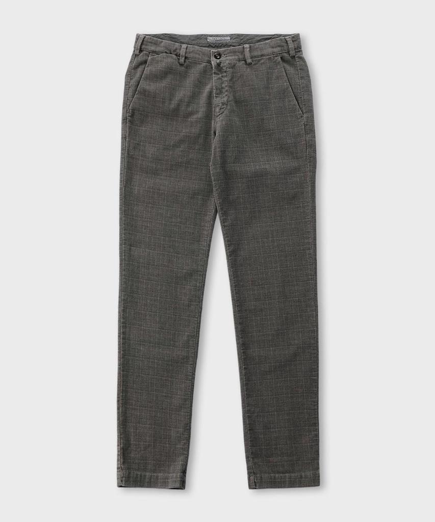 PANICALE Cotton Check Slim Fit Pants [Brown]
