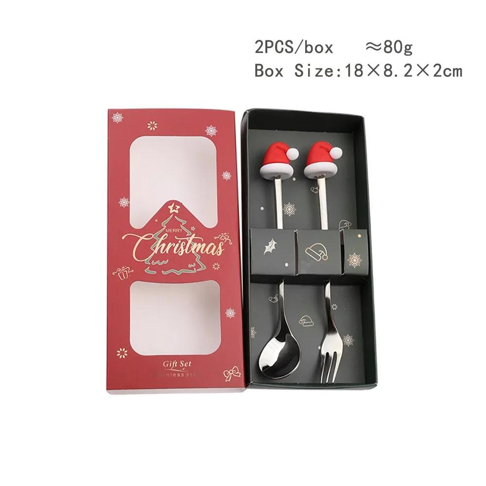 

Christmas Spoon Fork Set Christmas Gift Two-piece Dessert Cutlery Cartoon Santa Elk Xmas Tree Snowman Top Decoration Spoon 2026