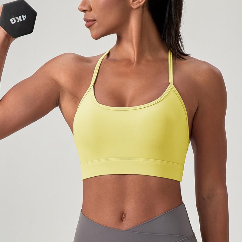 Womens Seamless Sport Bra With Y-Back Straps High Support Wireless Yoga Top Running Fitness Gym