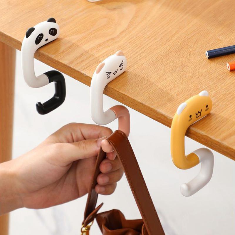 Travel Portable Plastic Bag Cute Animal Hook For Hanging Decorative Table Purse Bag Hooks Wall Hanger Holder Handbag Hanger