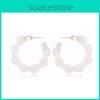 Ohmei Kuai Jing Stylish Geometric White Acetate Alloy Flower Edge Earrings For Women