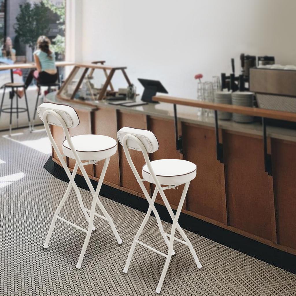 2PCS 25.6 Inch Height Adjustable Folding Bar Stools, Padded Seat, Modern Stool Set for Kitchen, Counter - White, 275lbs Capacity