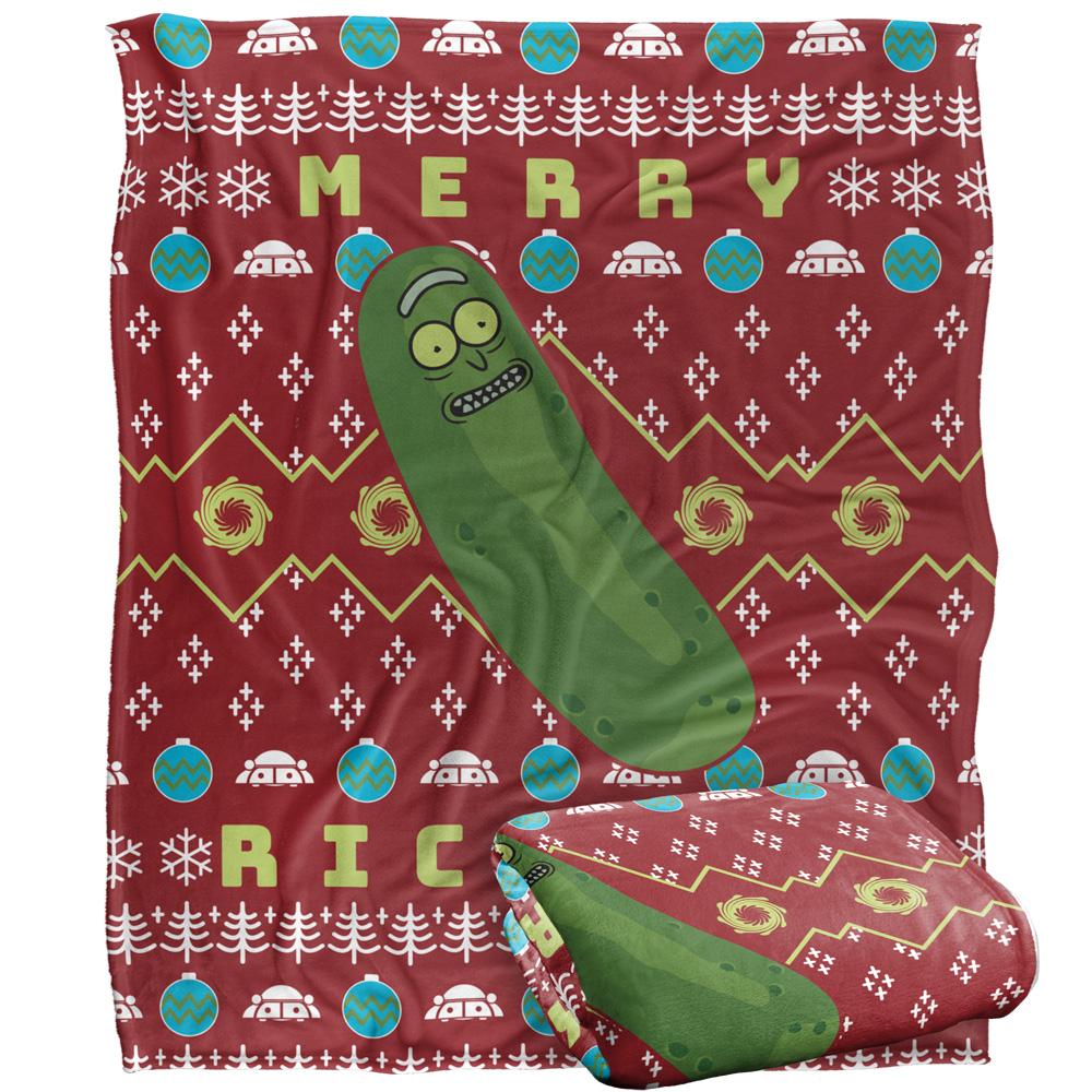 Rick And Morty Merry Rickmas Pickle Rick Christmas Blanket
