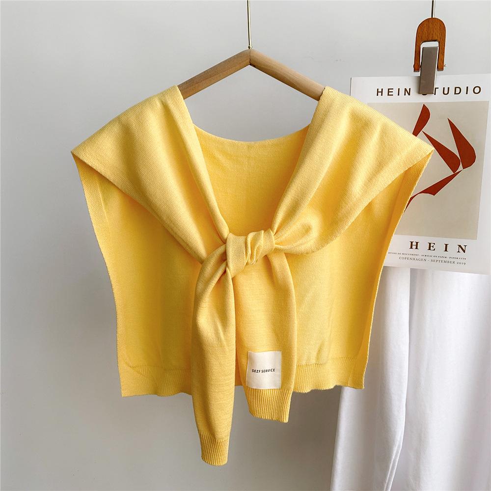 45*96cm Einfarbiger Strick-Sonnenschutzschal Dekoration Falscher Abnehmbarer Kragen Kleideraccessoires Schützt Hals Schulter