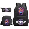 Cartoon Print School Backpack Set Teens Shoulder Bag Pencil Case Bookbag Oxford Fabric Ergonomic Straps