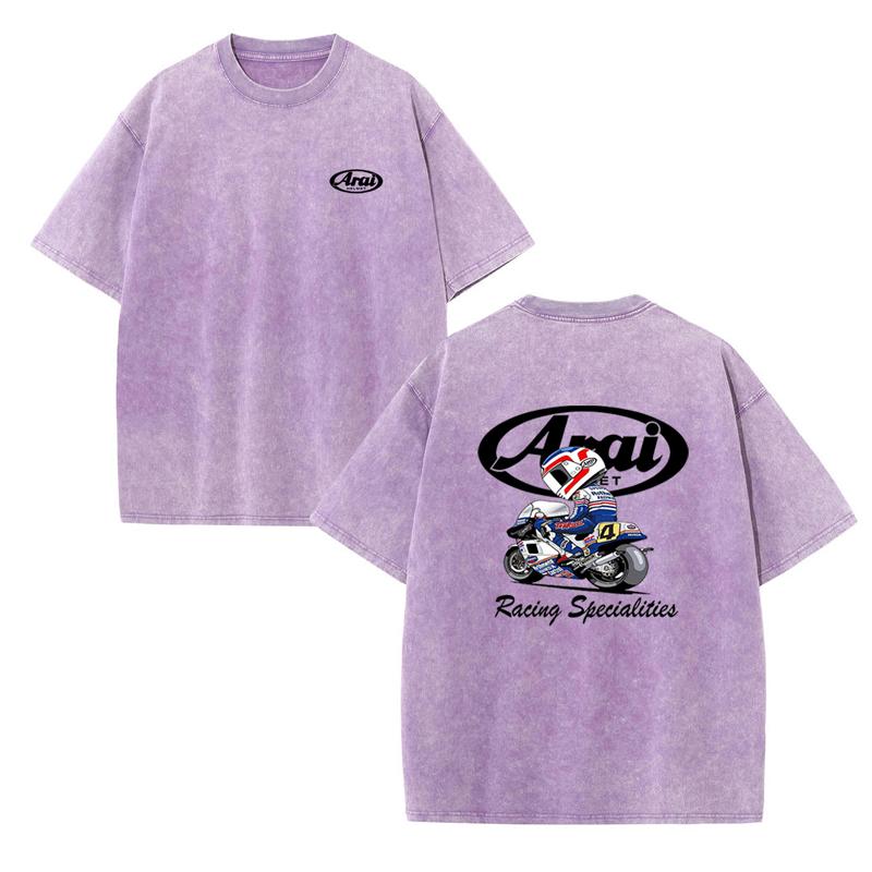 

Arai 2026 Summer Racing Suit Cotton Short Sleeved Retro Washed T-shirt Round Neck T-shirt 3XL
