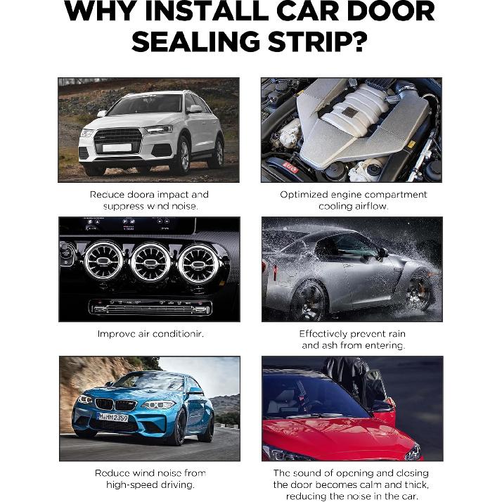 YAKEFLY Z-Shape Automotive Weather Seal, 13Ft Car Windshield & Door Seal, Self-Adhesive Seal Strip