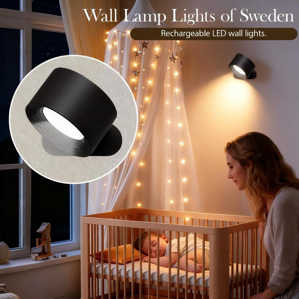 Reading Light Touch Control LED Lamp 3 Brightness Levels Cordless LED Wall Sconce For Bedroom Living Room Studies Hallways Patio