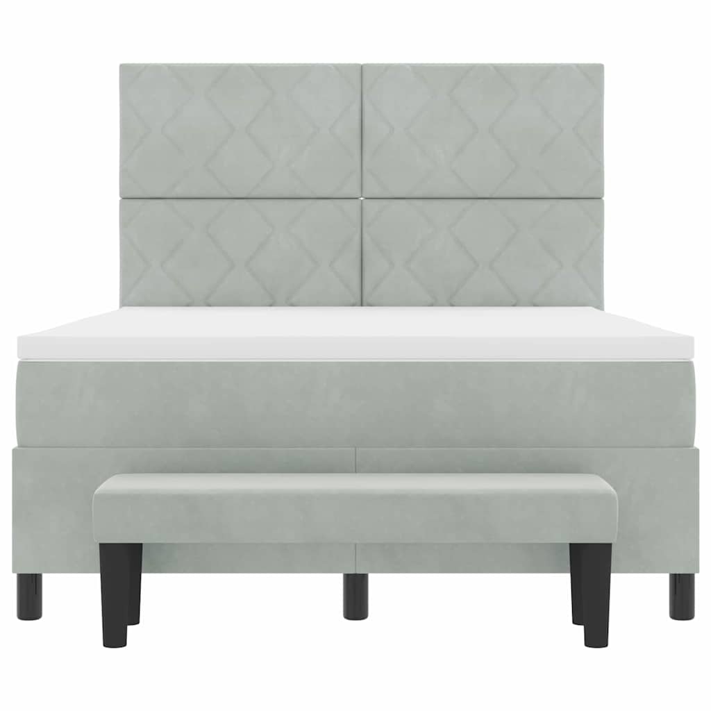 Box Spring Bed with Headboard Light Grey 200 x 160 cm Velvet