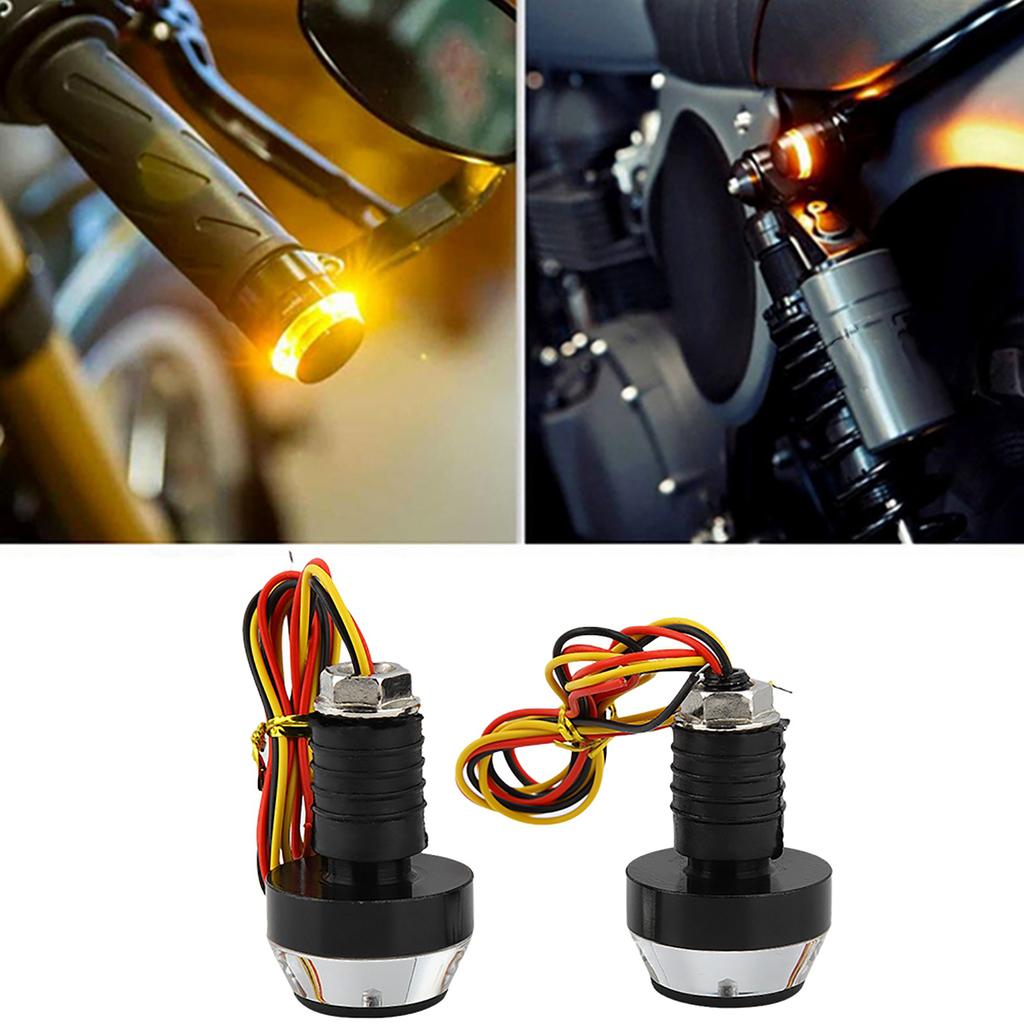 DC12V Motorrad LED Blinker Lampe Griff Bar End Stecker Lenker Licht Weiß Gelb