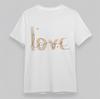 Women's Oversize Classic T-Shirt Handwritten Love Quote with Tiny Hearts Tee