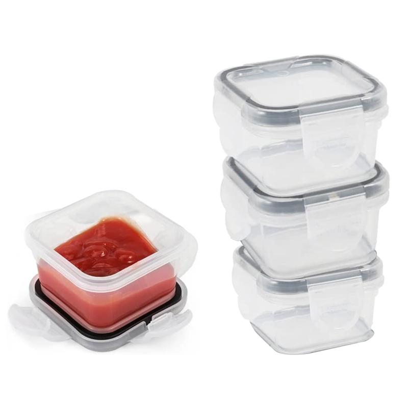 4 шт., 60 мл, мини-коробка для соуса, многоразовые герметичные контейнеры для приправ, безопасные для мытья в посудомоечной машине, с крышкой для прозрачный черный