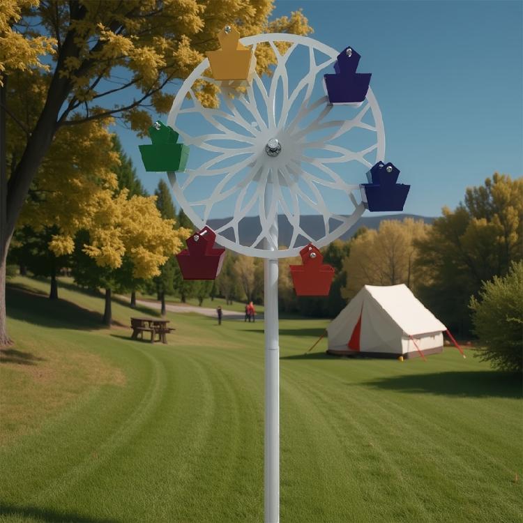 Moderne Windmolen Vogelvoederbak Roterende Weerbestendig Metaal Tuinornament Grondpen Voor Vogelvoederaccessoires