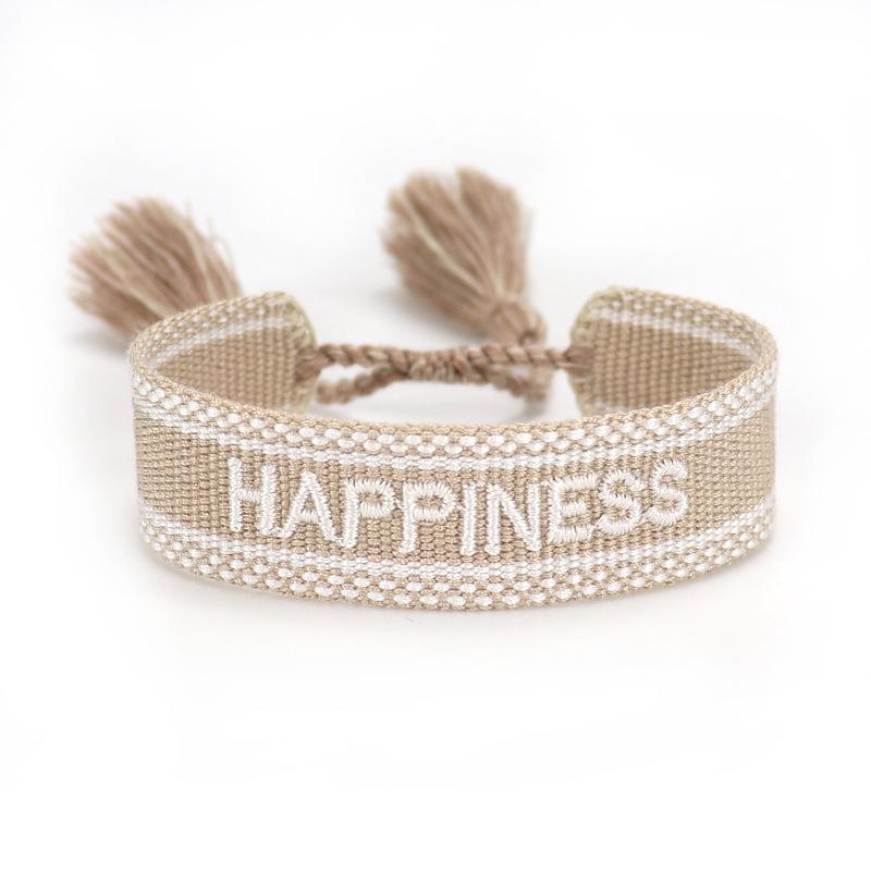 Handmade European Style Embroidered Love Bracelet with Tassels for Girls