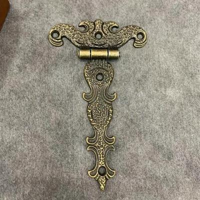 2pcs Cabinet Door Butt Hinges Zine-alloy Vintage Brass Plated Large Hinge for Jewelry Wooden Box Decorative Furniture Accessories