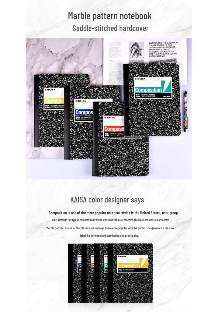 Classic American Marble Notebook: Retro Style Inspired by The Big Bang Theory for Students & Exams