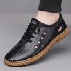 Fashion Hollow Business Casual Soft-soled Leather Sandals for Men Fashion Solid Color Summer New Designer Driving Shoes Man